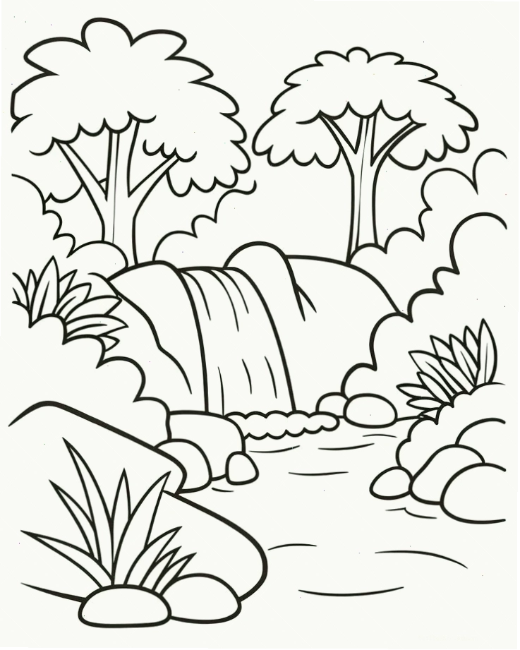tranh tô màu phong cảnh thiên nhiên bướm bay