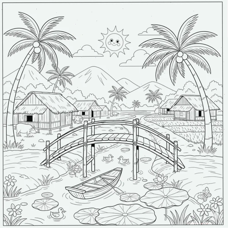Nhà tranh tranh tô màu quê hương đất nước nhà tranh vách đất