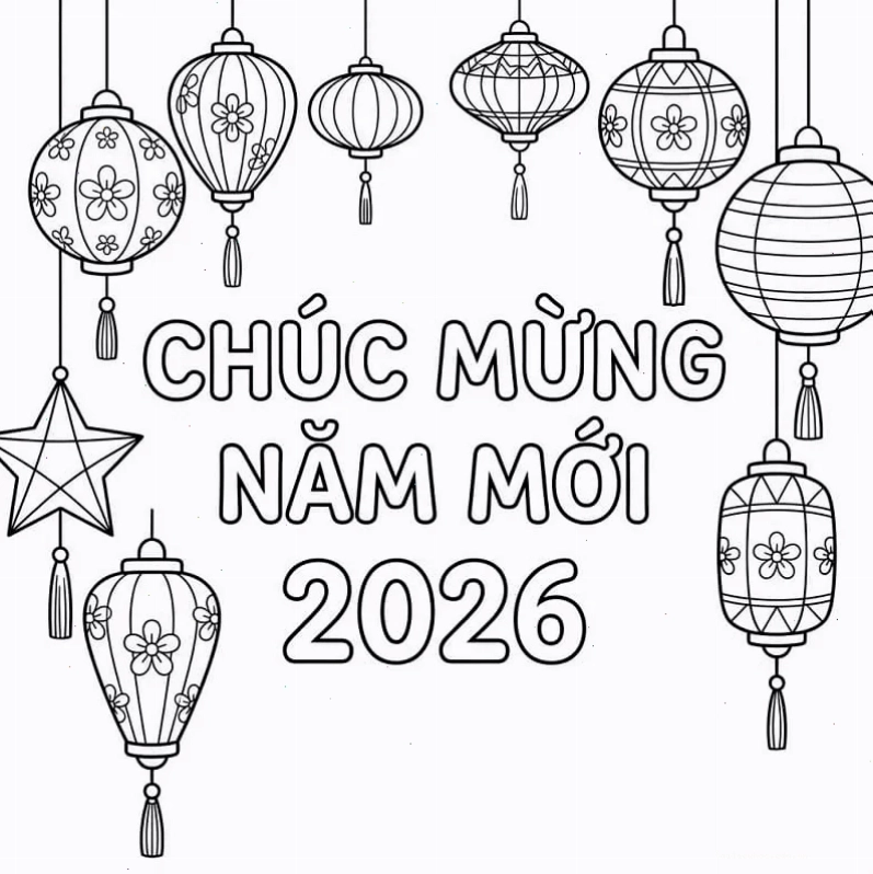 Bé đi chợ tết tranh tô màu tết 2026 bé đi chợ tết