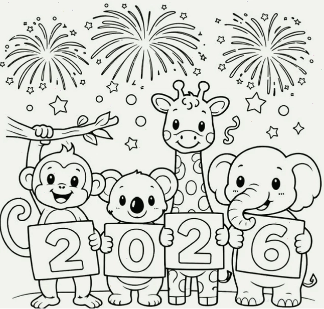 Gia đình ngày xuân tranh tô màu tết 2026 chủ đề gia đình sum vầy