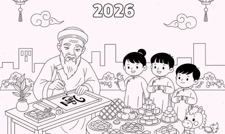 Hình chú ngựa nhỏ tranh tô màu tết 2026 con ngựa đáng yêu