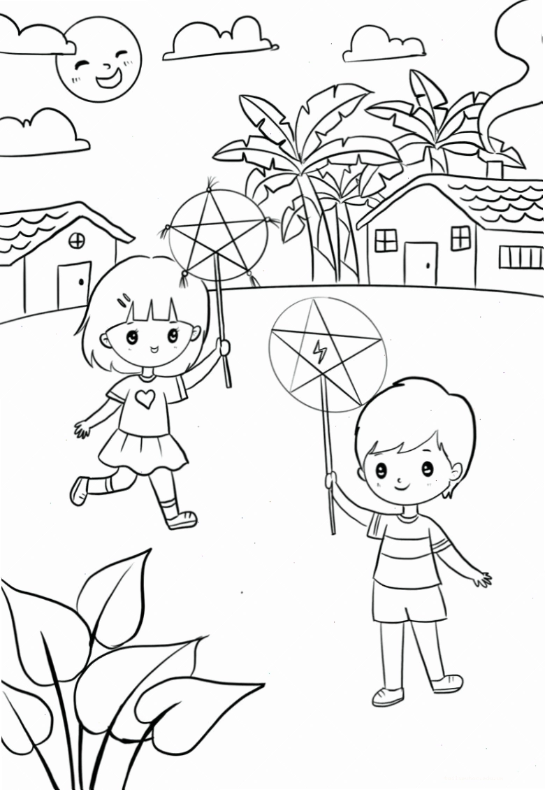 tranh tô màu tết trung thu chibi tranh tô màu tết trung thu chị Hằng chibi