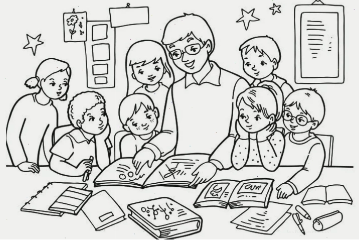 Cô giáo đang giảng bài trên bục giảng Tranh tô màu thầy cô giáo giảng bài