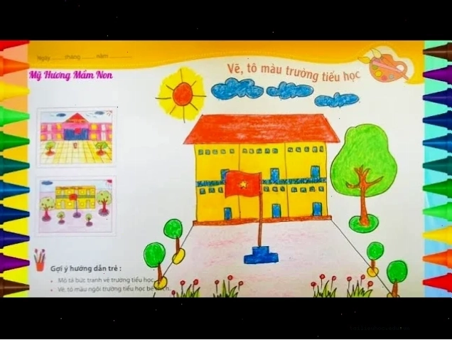 Giờ học thể dục sôi động Tranh tô màu về trường tiểu học giờ học thể dục