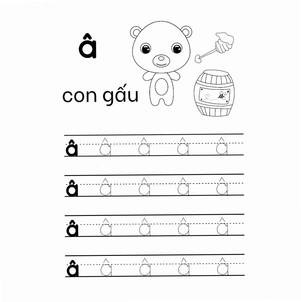 tranh tô màucái tiếng việt chữ E