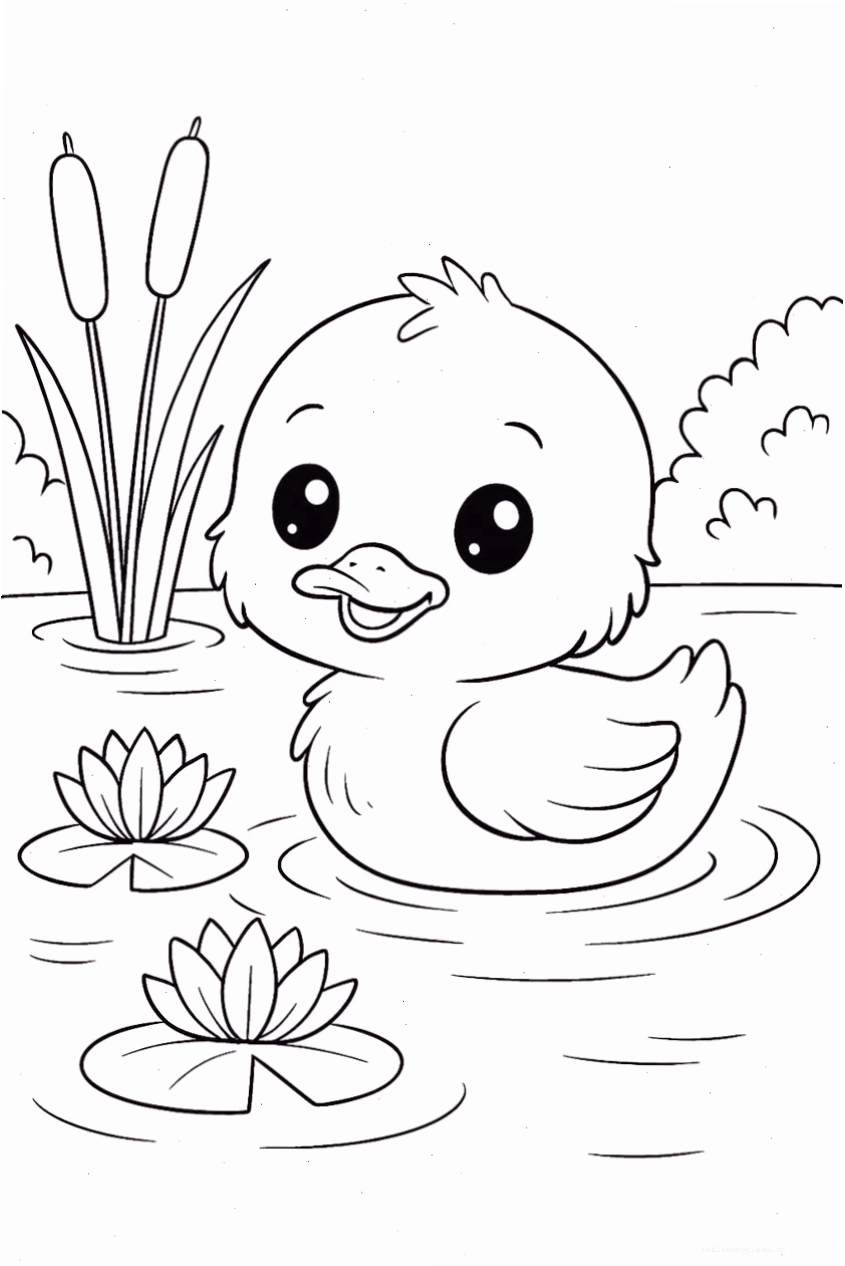 Vịt ngộ nghĩnh Vịt con đội mũ tô màu