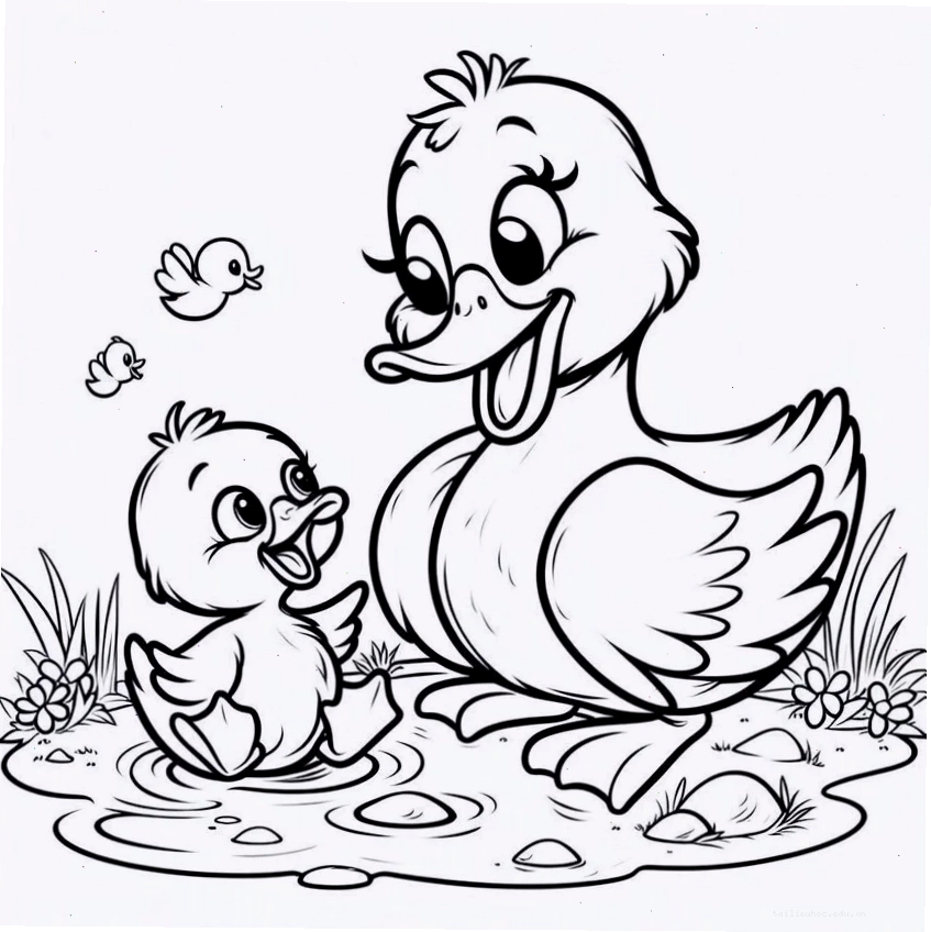 Vịt vỗ cánh Vịt đang vỗ cánh tô màu