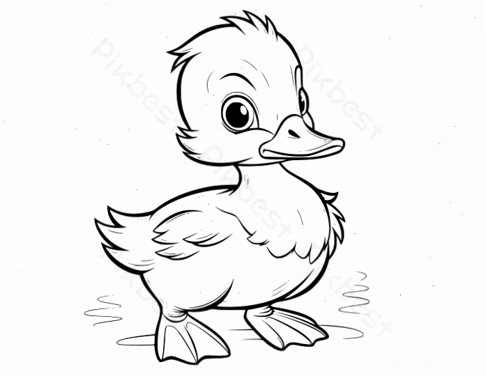 Vịt và hoa Vịt đứng bên hoa sen tô màu