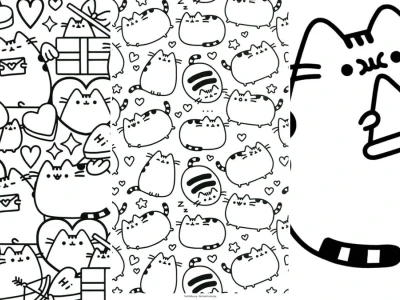 Bộ sưu tập hình tô màu mèo pusheen cực đáng yêu cho bé