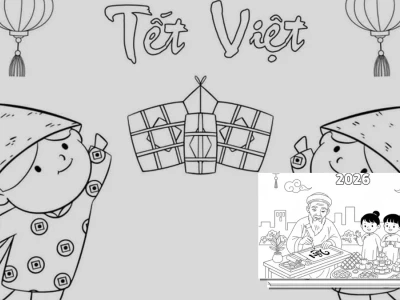 Bộ tranh tô màu chủ đề tết và mùa xuân rực rỡ nhất 2026