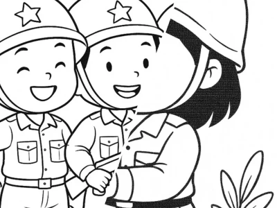 Mầm non tranh tô màu chú bộ đội tuyệt đẹp cho bé yêu