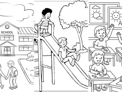 Tranh tô màu chủ đề trường mầm non của bé cho bé yêu