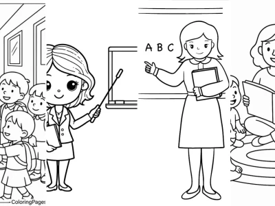 Tranh tô màu cô giáo dạy học rèn luyện tư duy cho trẻ