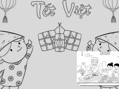 Tranh tô màu ngày Tết Nguyên Đán cho bé cực sáng tạo