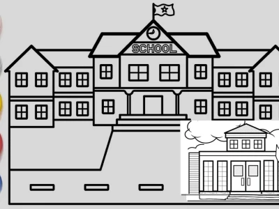 Tranh tô màu ngôi trường tiểu học cho bé yêu thỏa sức