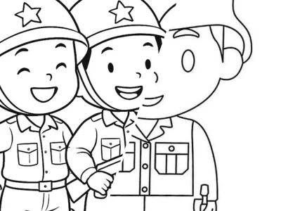Tranh tô màu trang phục chú bộ đội cho bé sáng tạo
