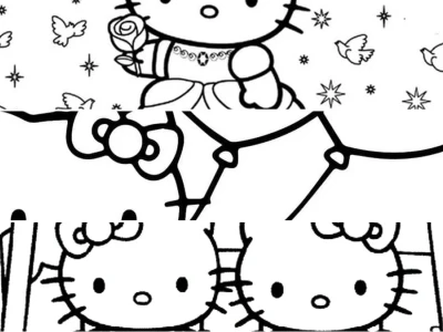 Trọn bộ hình vẽ tô màu hello kitty cực xinh cho bé yêu
