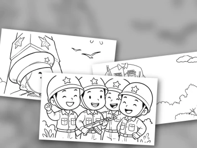 Tuyển tập tranh tô màu chú bộ đội canh gác cho bé sáng tạo